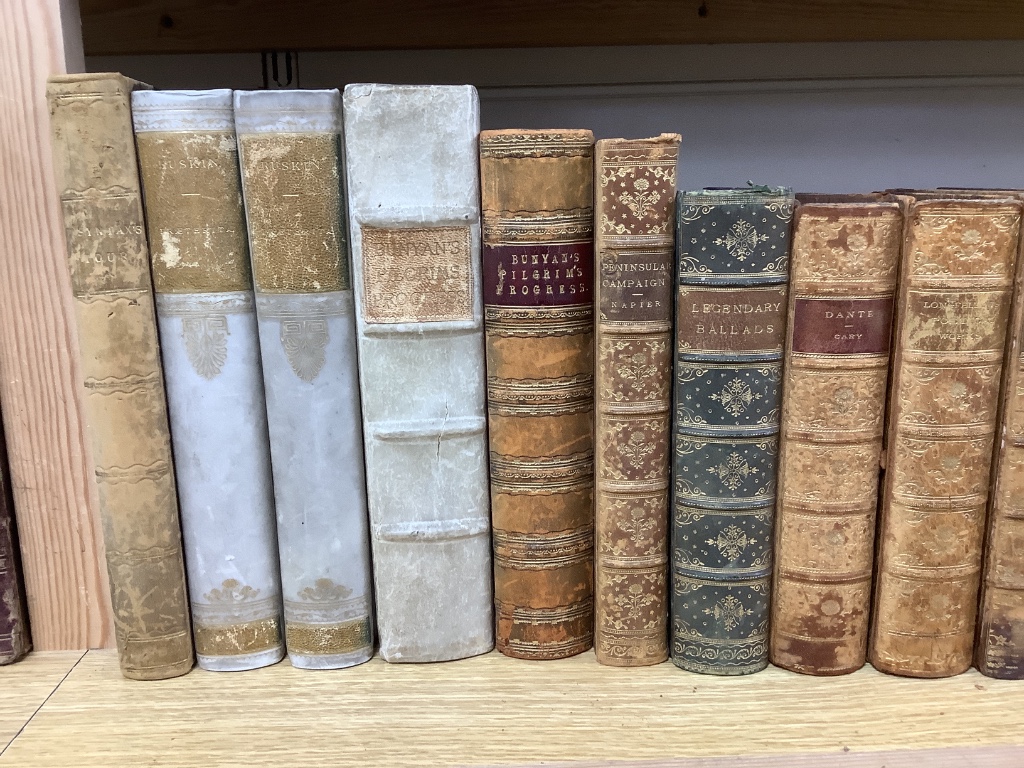 A collection of mixed 19th and 20th century leather bound books